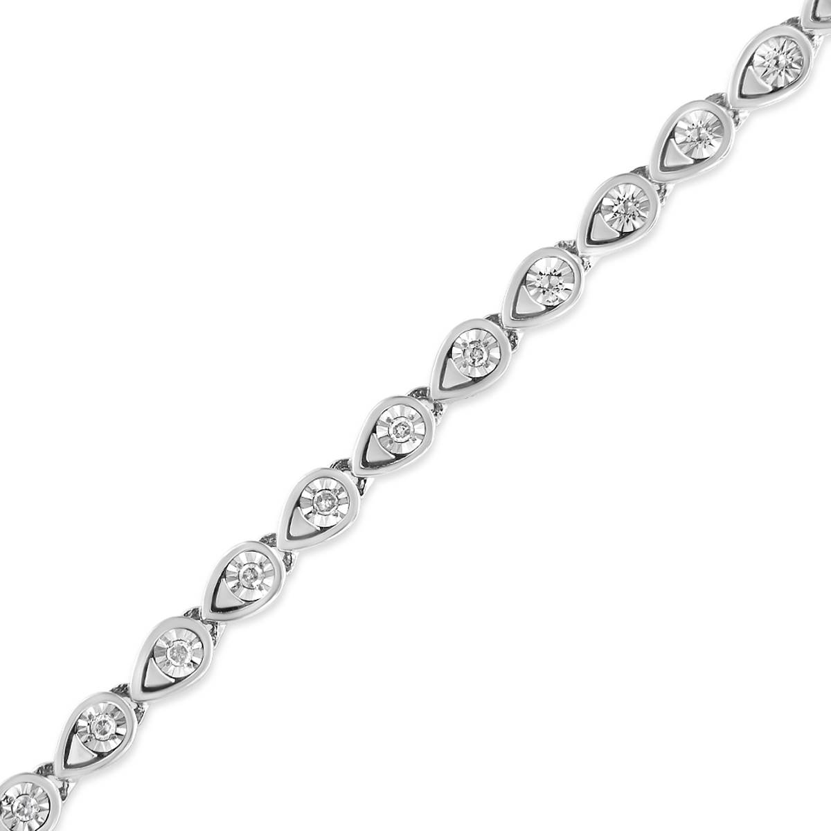 Haus Of Brilliance Sterling Silver Diamond Pear Link Bracelet