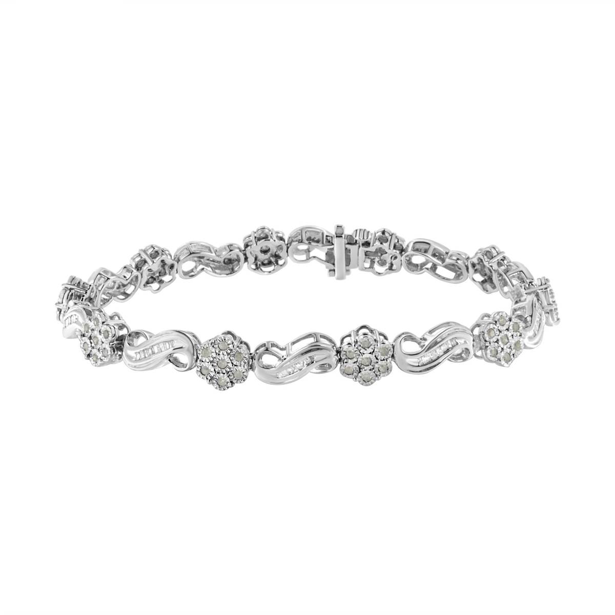 Haus Of Brilliance 1.0ctw. Diamond Floral Cluster Link Bracelet