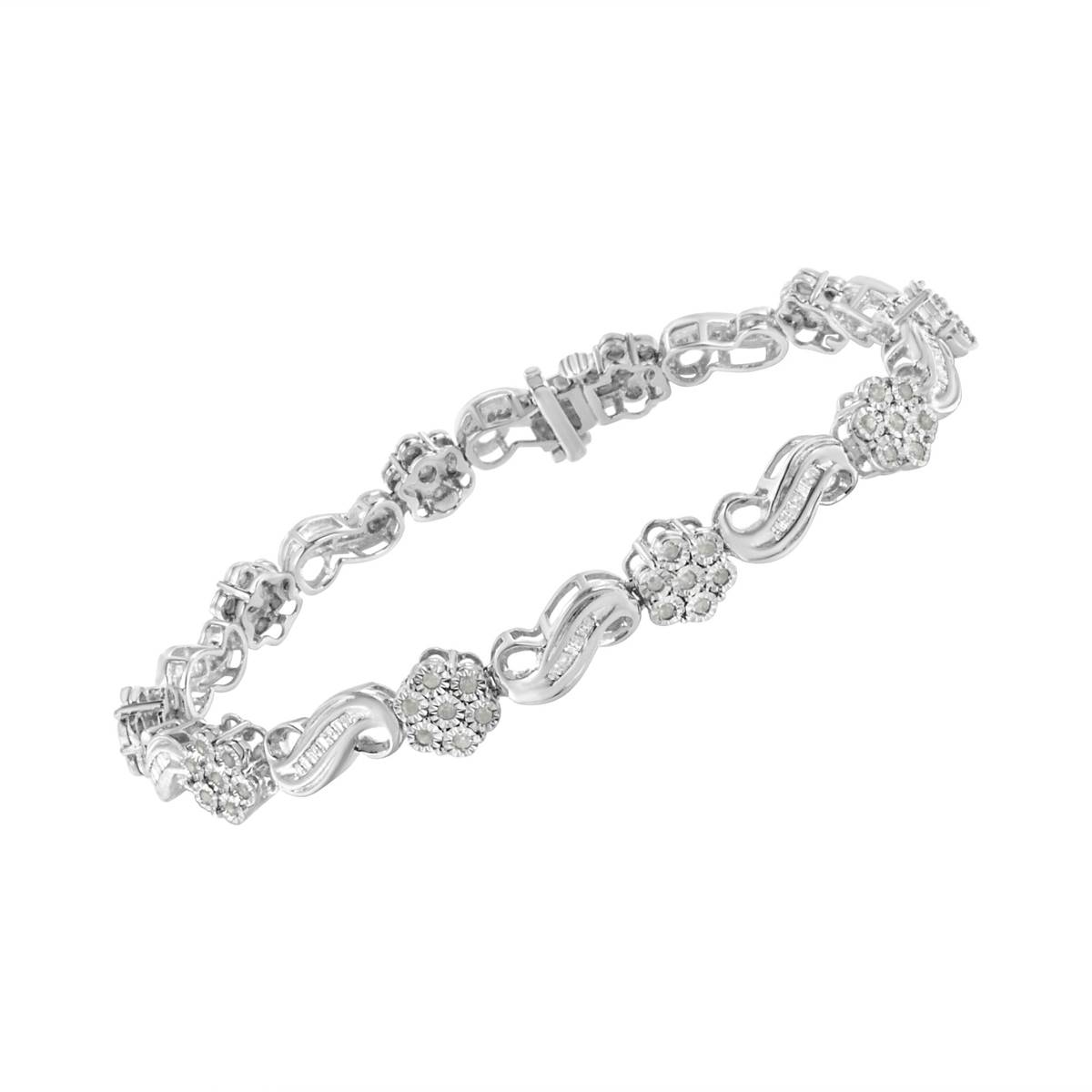 Haus Of Brilliance 1.0ctw. Diamond Floral Cluster Link Bracelet