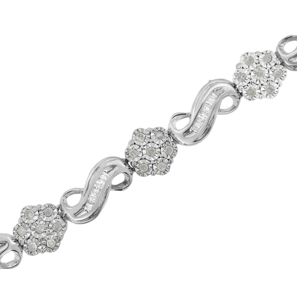 Haus Of Brilliance 1.0ctw. Diamond Floral Cluster Link Bracelet