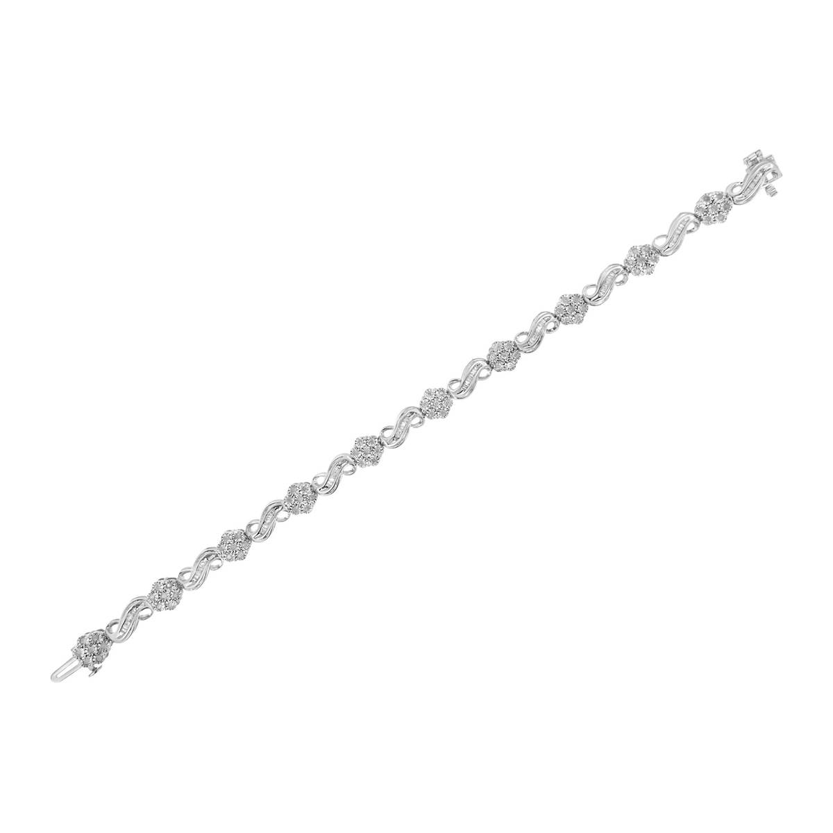 Haus Of Brilliance 1.0ctw. Diamond Floral Cluster Link Bracelet