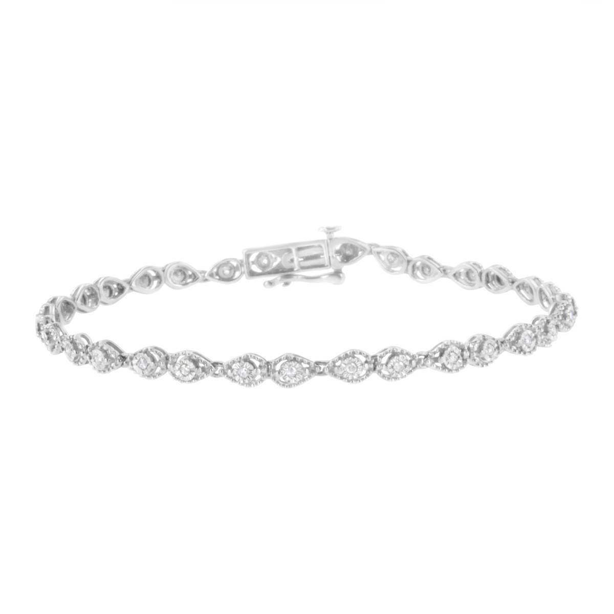 Haus Of Brilliance Sterling Silver Diamond Link Bracelet