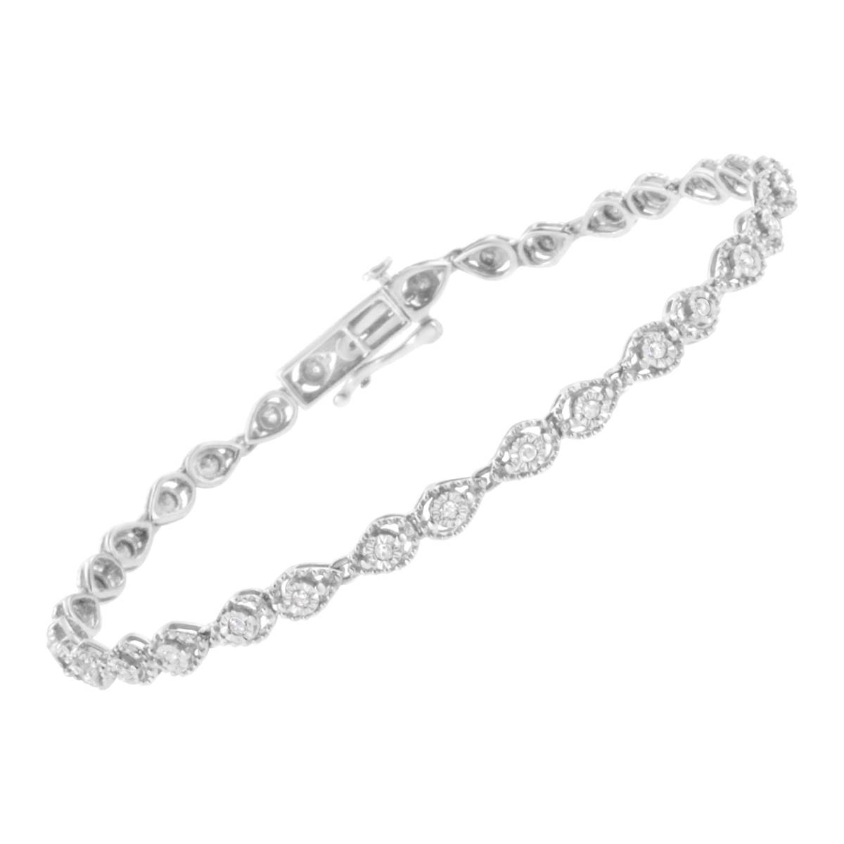 Haus Of Brilliance Sterling Silver Diamond Link Bracelet