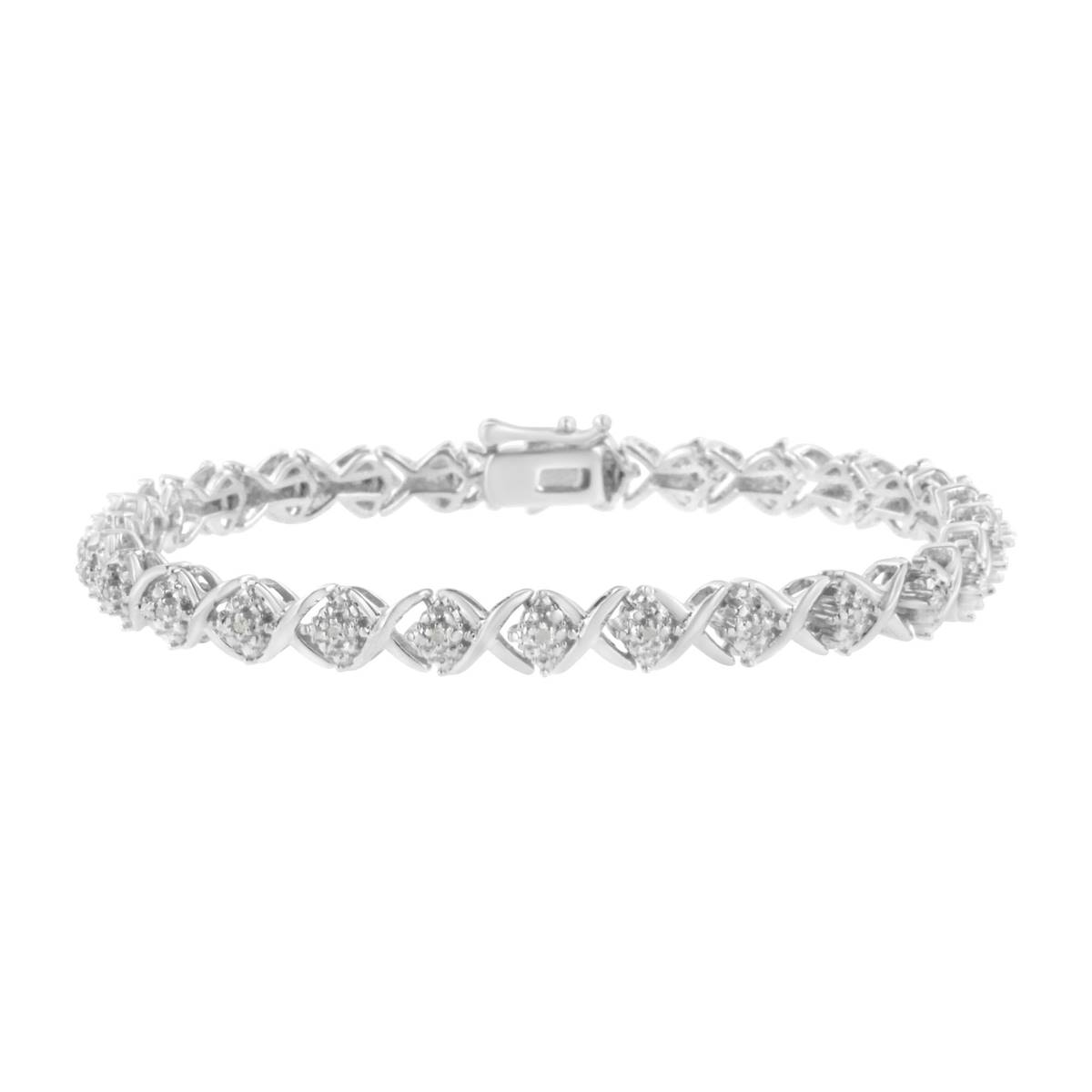 Haus Of Brilliance Diamond Accent Floral & X Link Bracelet