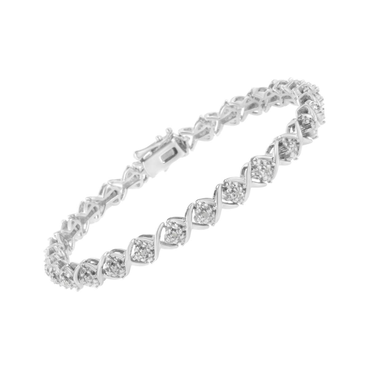 Haus Of Brilliance Diamond Accent Floral & X Link Bracelet