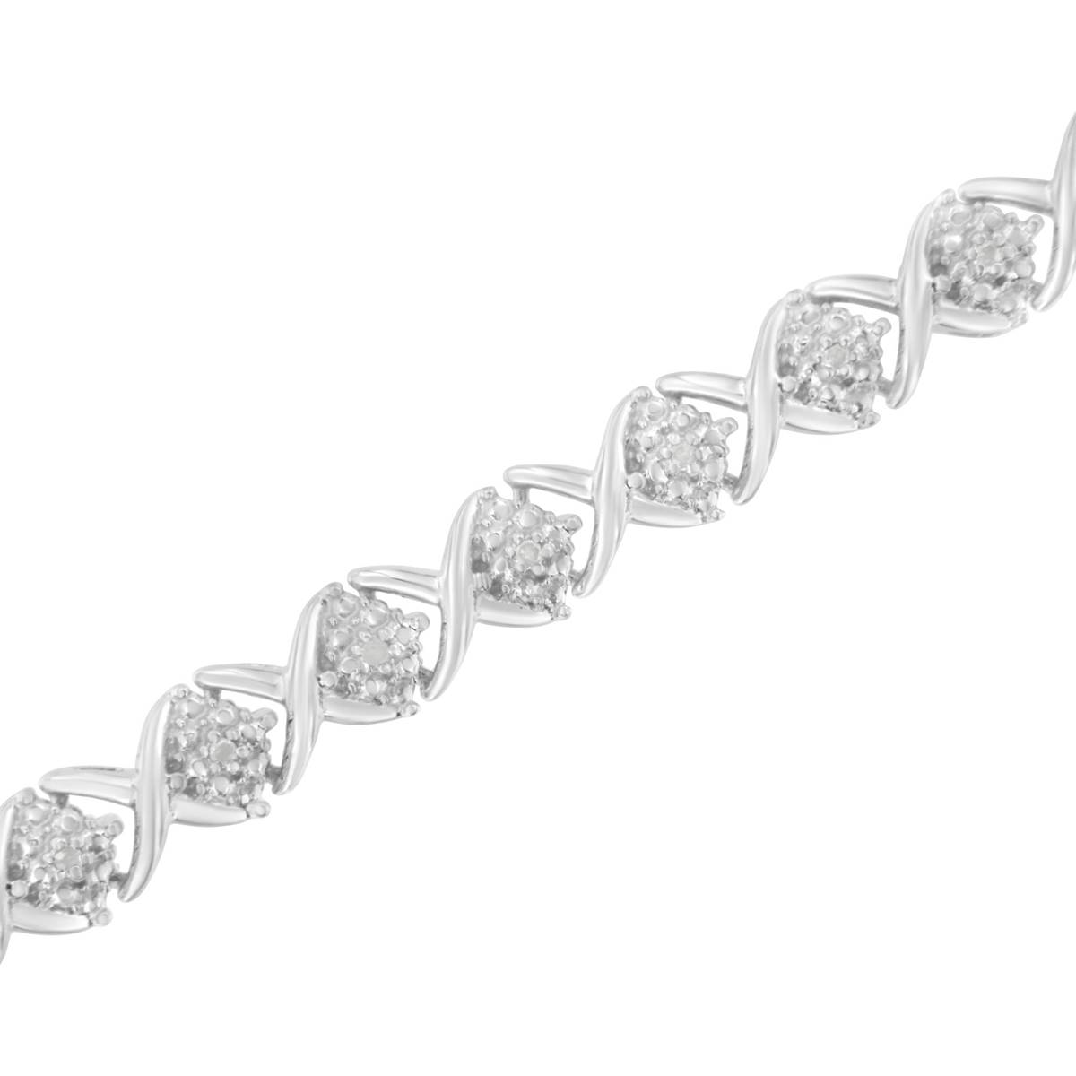 Haus Of Brilliance Diamond Accent Floral & X Link Bracelet