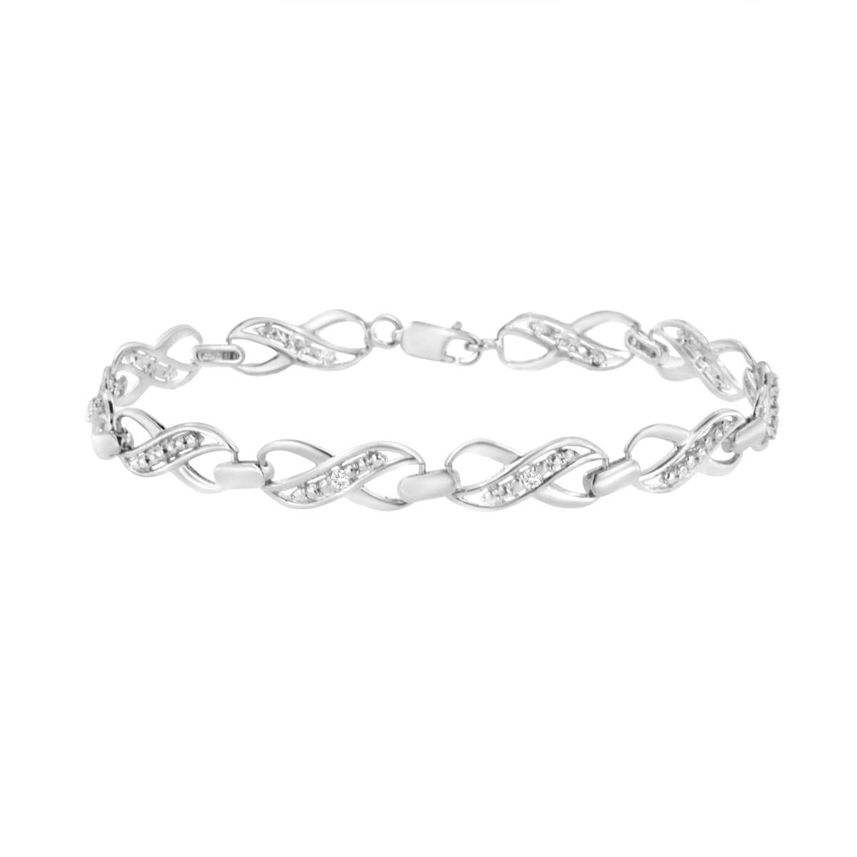 Haus Of Brilliance Sterling Silver Diamond Infinity Link Bracelet