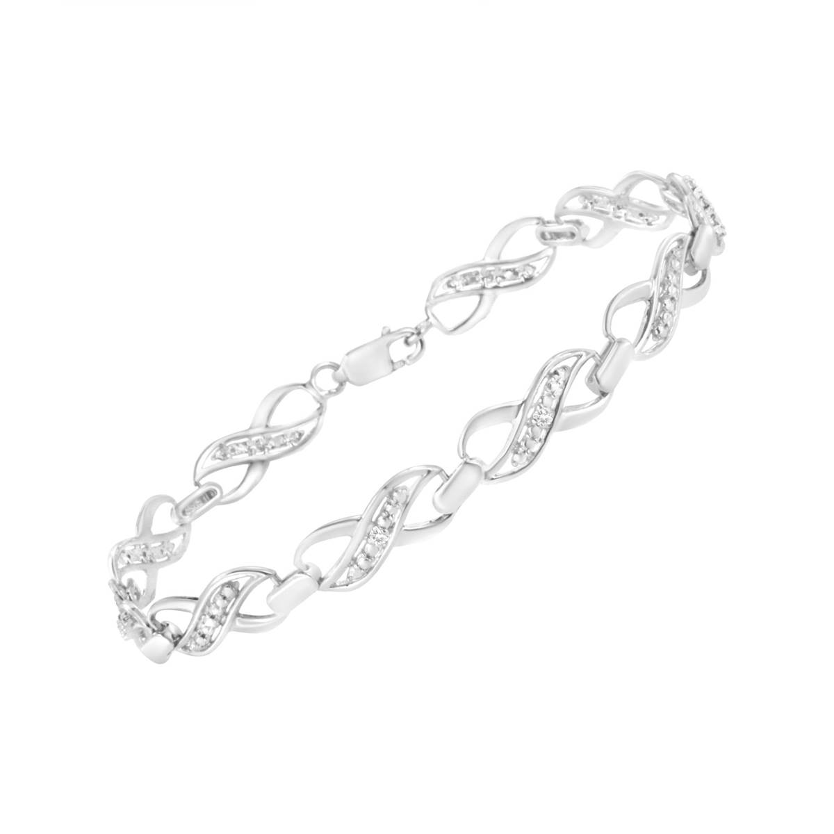 Haus Of Brilliance Sterling Silver Diamond Infinity Link Bracelet