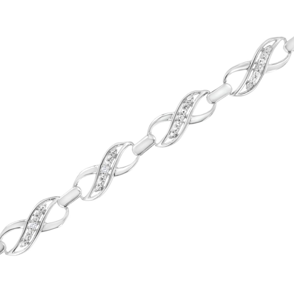 Haus Of Brilliance Sterling Silver Diamond Infinity Link Bracelet