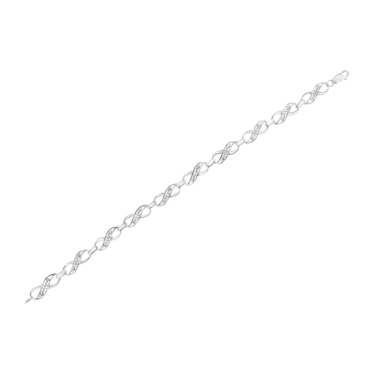 Haus Of Brilliance Sterling Silver Diamond Infinity Link Bracelet