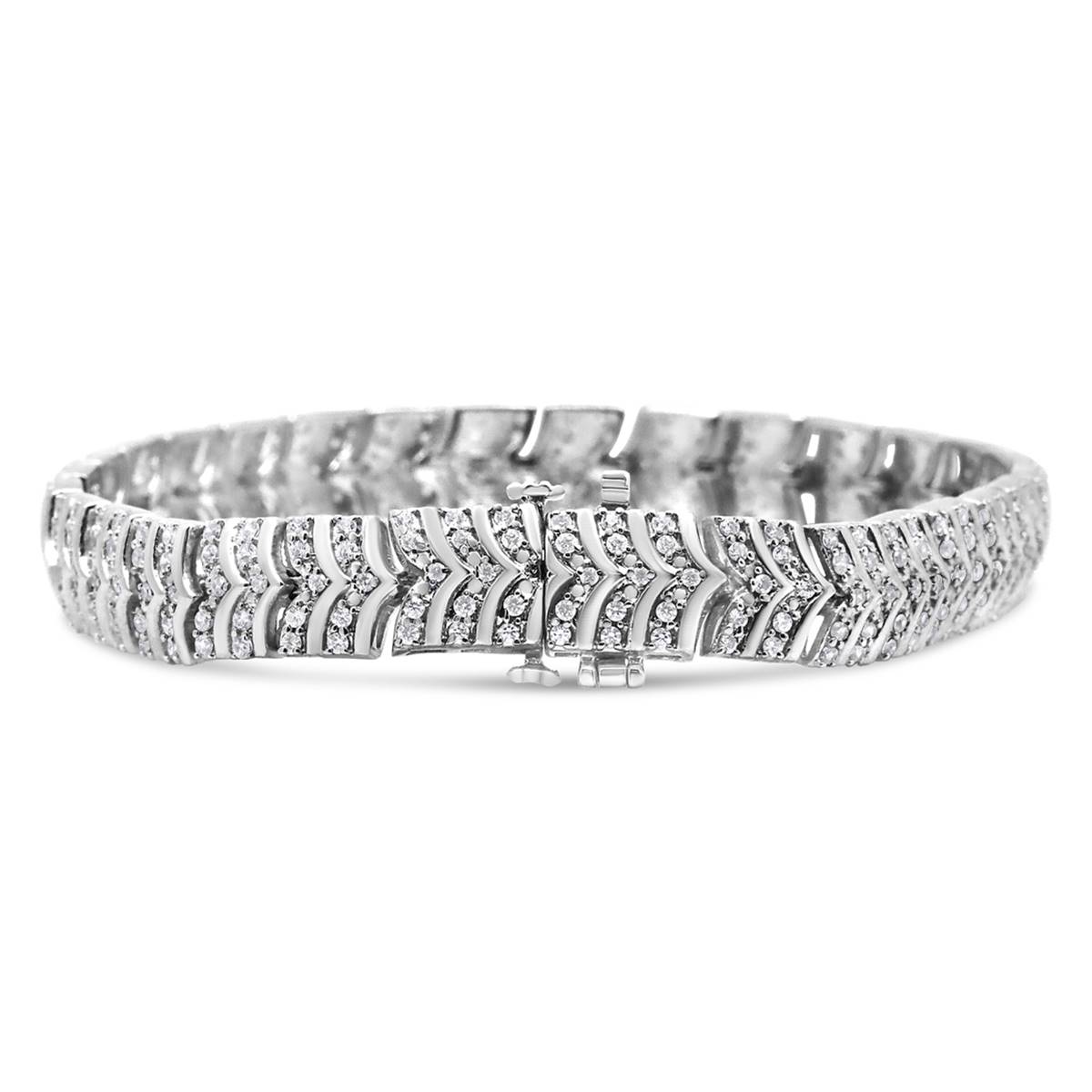 Haus Of Brilliance Silver 3ctw. Diamond Chevron Link Bracelet