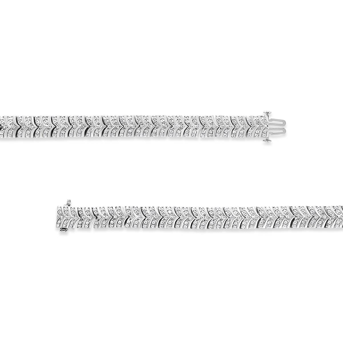 Haus Of Brilliance Silver 3ctw. Diamond Chevron Link Bracelet