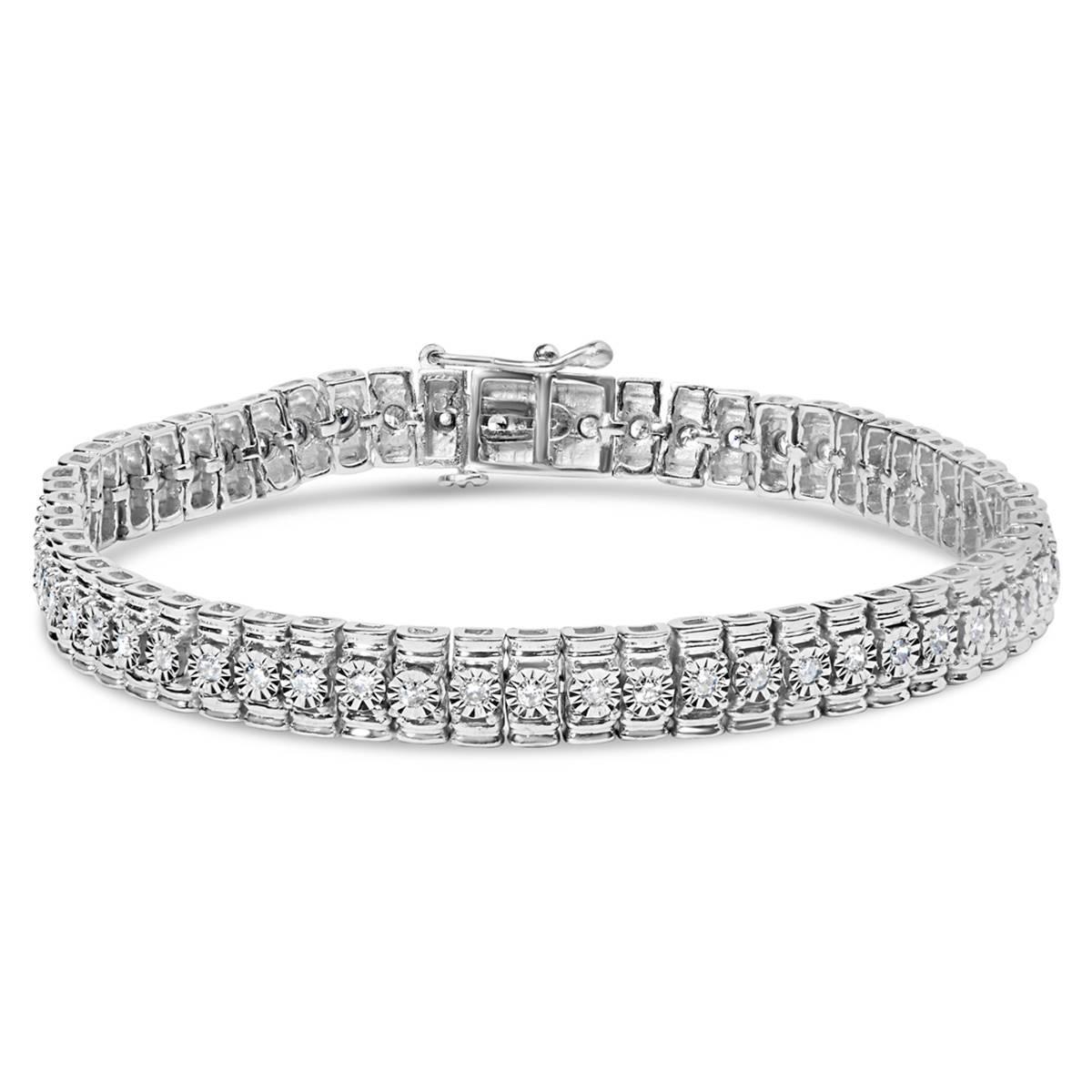 Haus Of Brilliance Sterling Silver 1ctw. Diamond Link Bracelet