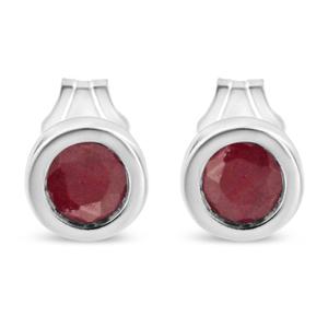 Haus of Brilliance Sterling Silver Created Garnet Stud Earrings