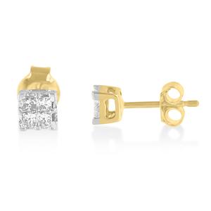 Diamond Classics(tm) 10kt. Princess Diamond Quad Stud Earrings alternate view