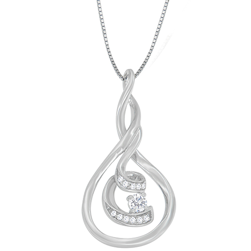 Espira White Gold 1/8ctw. Layered Spiral Pendant Necklace