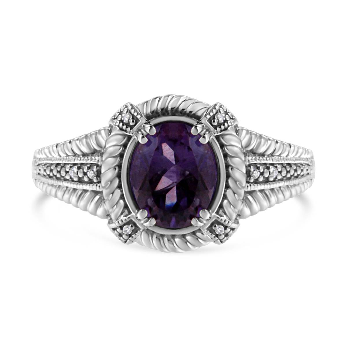 Haus Of Brilliance Sterling Silver Amethyst And Diamond Ring