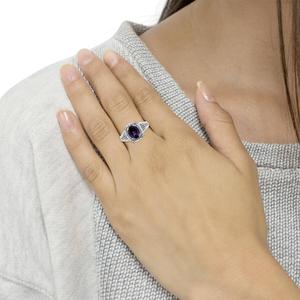 Haus of Brilliance Sterling Silver Amethyst and Diamond Ring alternate view