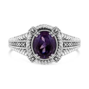 Haus of Brilliance Sterling Silver Amethyst Diamond Accent Ring