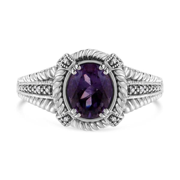 Haus of Brilliance Sterling Silver Amethyst Diamond Accent Ring