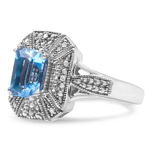 Haus of Brilliance Sterling Silver Blue Topaz Gemstone Ring alternate view