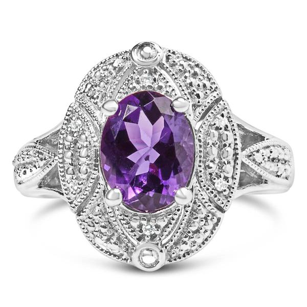 Haus of Brilliance Sterling Silver Purple Amethyst Statement Ring