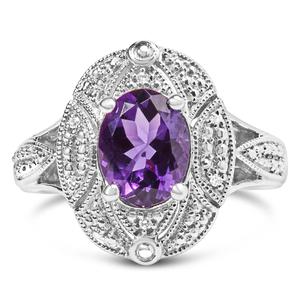 Haus of Brilliance Sterling Silver Purple Amethyst Statement Ring