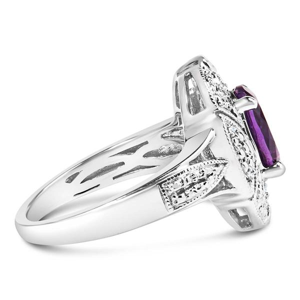 Haus of Brilliance Sterling Silver Purple Amethyst Statement Ring alternate view