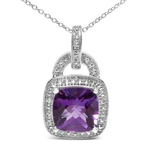 Haus of Brilliance Sterling Silver Purple Amethyst Pendant