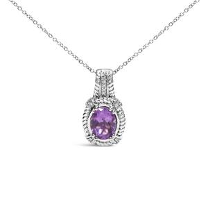 Haus of Brilliance Sterling Silver Purple Amethyst Drop Pendant alternate view