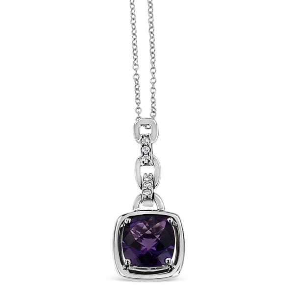Haus of Brilliance Sterling Silver Dark Purple Amethyst Pendant