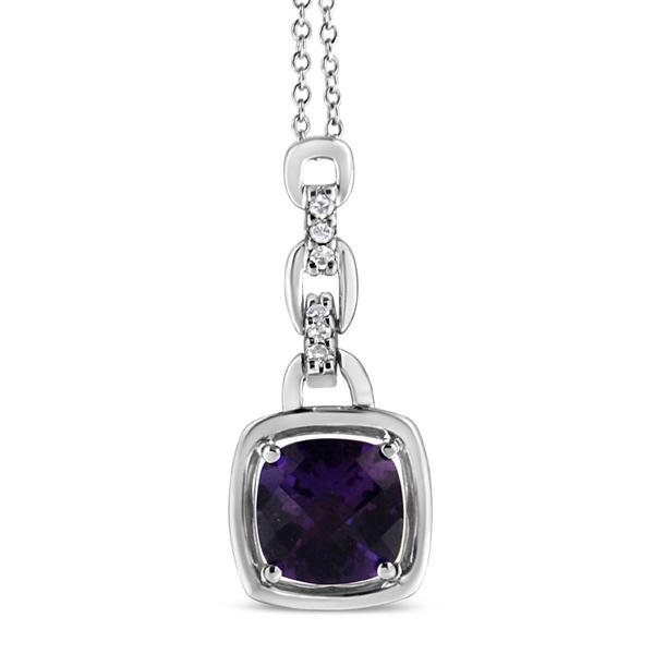Haus of Brilliance Sterling Silver Dark Purple Amethyst Pendant alternate view