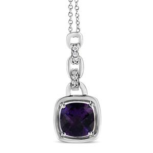 Haus of Brilliance Sterling Silver Dark Purple Amethyst Pendant alternate view
