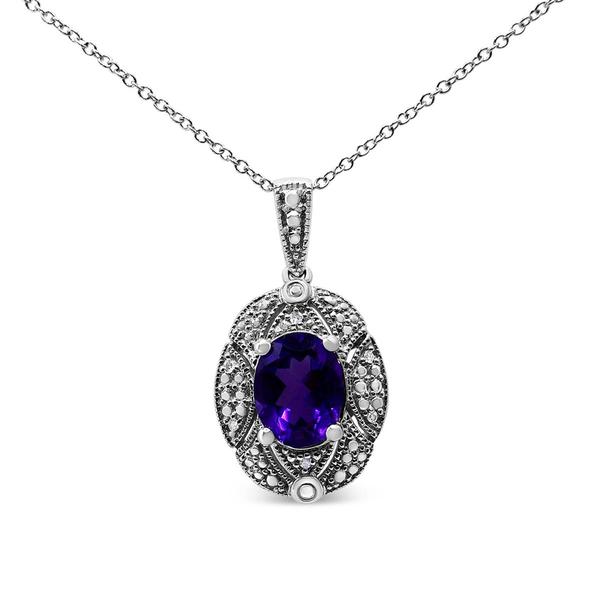 Haus of Brilliance Purple Amethyst & Diamond Accent Pendant