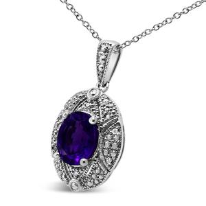 Haus of Brilliance Purple Amethyst & Diamond Accent Pendant alternate view