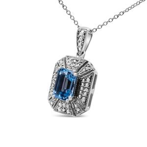Haus of Brilliance Sterling Silver Blue Topaz Pendant Necklace alternate view
