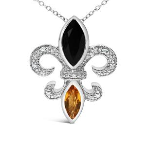 Haus of Brilliance Sterling Silver Onyx & Citrine Pendant