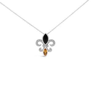 Haus of Brilliance Sterling Silver Onyx & Citrine Pendant alternate view