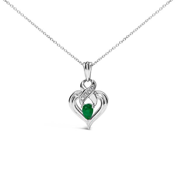 Haus of Brilliance Sterling Silver Emerald & Diamond Pendant