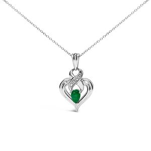 Haus of Brilliance Sterling Silver Emerald & Diamond Pendant