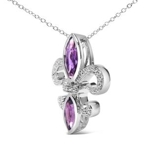 Haus of Brilliance Sterling Silver Amethyst Fleur de Lis Pendant alternate view