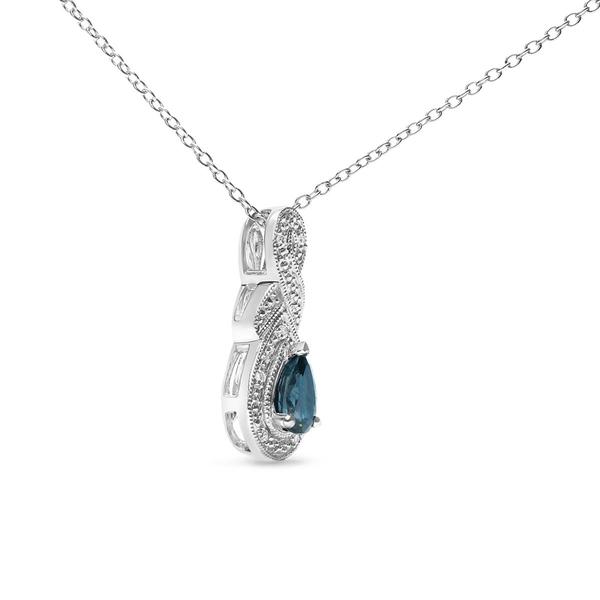 Haus of Brilliance Sterling Silver Blue Sapphire Pendant Necklace alternate view