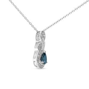 Haus of Brilliance Sterling Silver Blue Sapphire Pendant Necklace alternate view