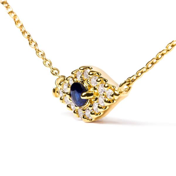Haus of Brilliance 10kt. Gold Blue Sapphire & Diamond Pendant alternate view