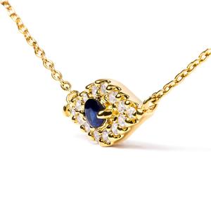 Haus of Brilliance 10kt. Gold Blue Sapphire & Diamond Pendant alternate view