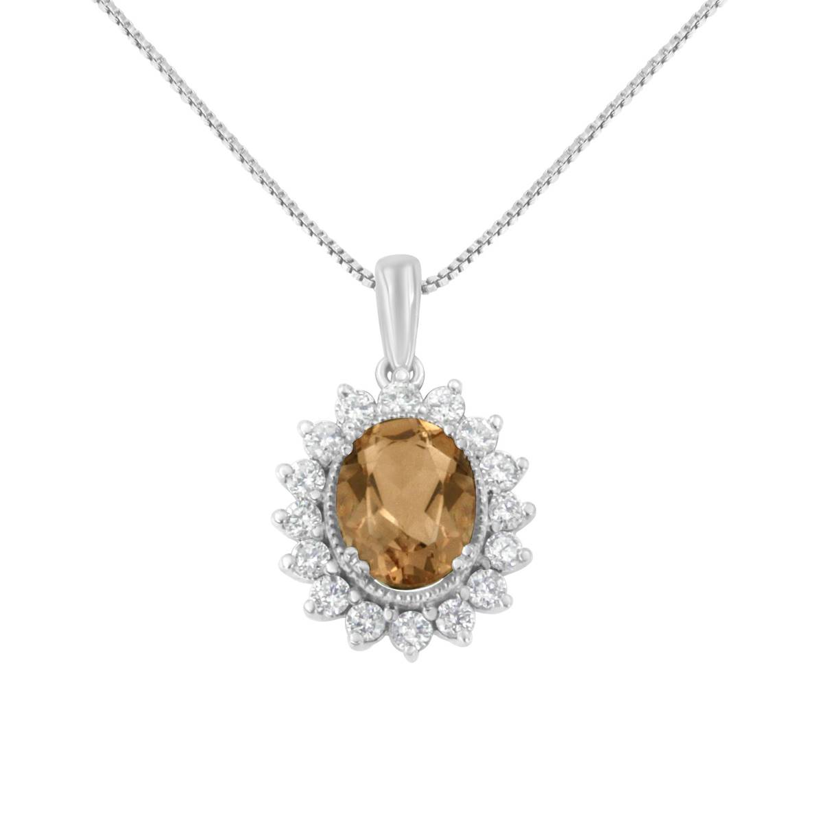 Haus Of Brilliance White Gold Diamond & Morganite Pendant