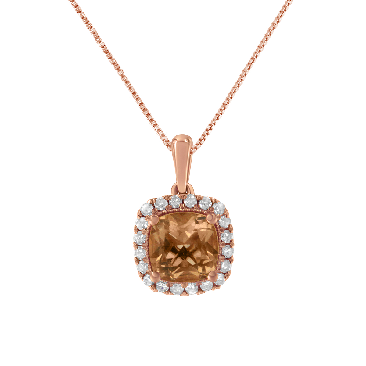 Gemstone Classics(tm) 1/4ctw. Peach Morganite Square Pendant