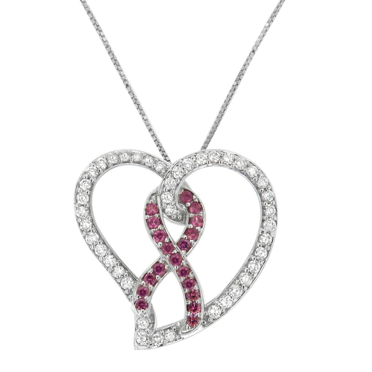 Haus Of Brilliance White Gold Diamond & Pink Sapphire Pendant