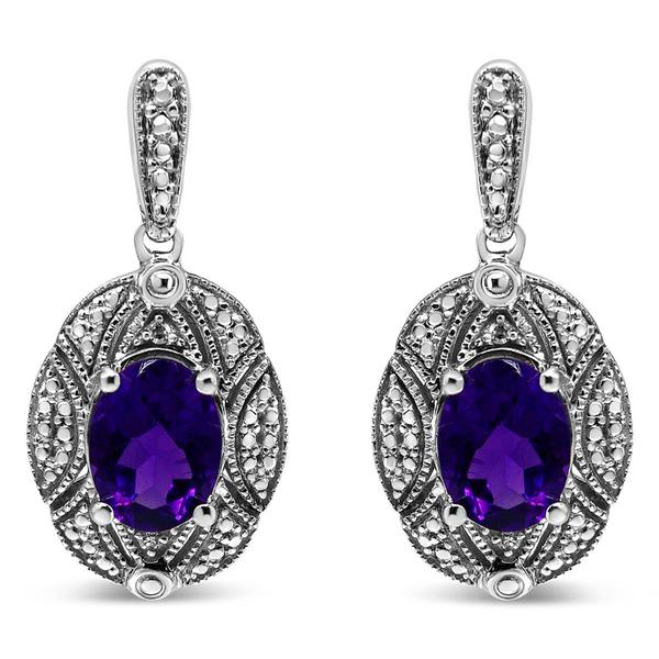 Haus of Brilliance Purple Amethyst & Diamond Drop Earrings alternate view