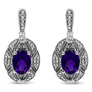 Haus of Brilliance Purple Amethyst & Diamond Drop Earrings alternate view